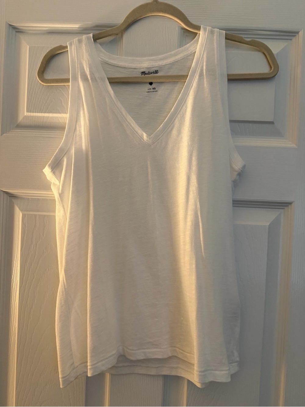 Madewell White V-Neck Sleeveless Tank